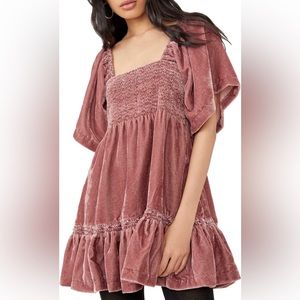 Free People Easy to Love Velvet Mini Dress - XL